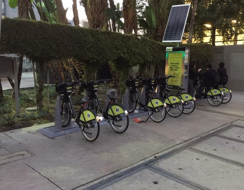 Metro Bike Share dock at Wilshire/Vermont Metro station - photo by Joe Linton/Streetsblog L.A.