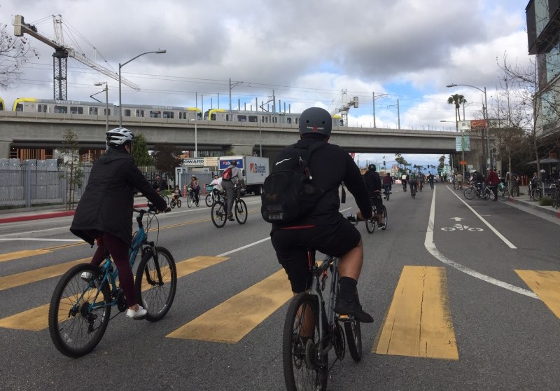 Cloudy skies at yesteray's CicLAvia event. All photos: Joe Linton/Streetsblog L.A.