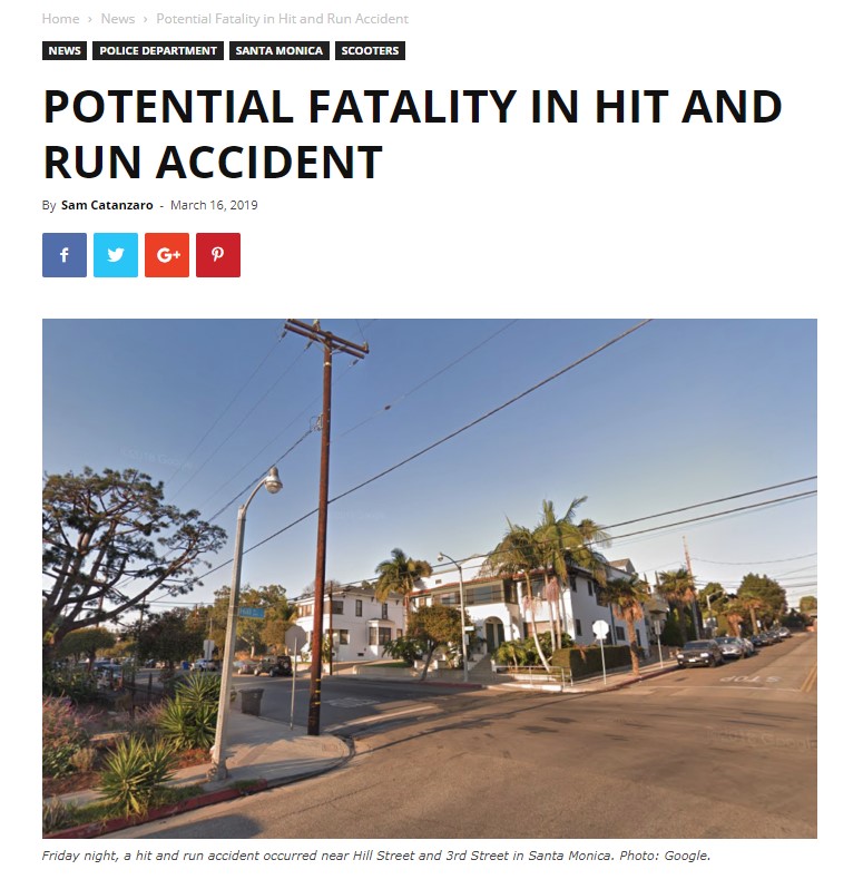 Can a "hit-and-run accident" actually exist? Screenprint from Santa Monica Mirror