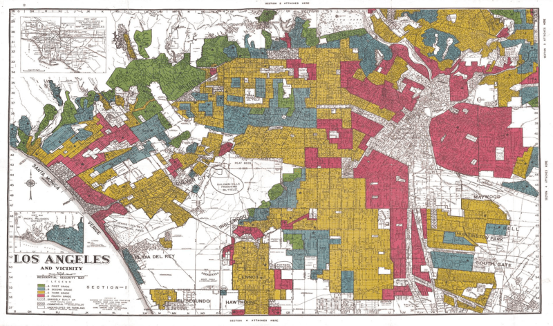Redlining, the practice of denying loans to communities of color in the 1930s, was one of many ways segregation was embedded in the DNA of cities and continues to shape their growth and development today. Source: Mapping Inequality - the University of Richmond's Digital Scholarship Lab