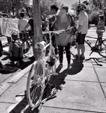Volunteers installed a ghost bike for Dave Saloesh on Florida Avenue NE. Photo: Erickson Young on Twitter