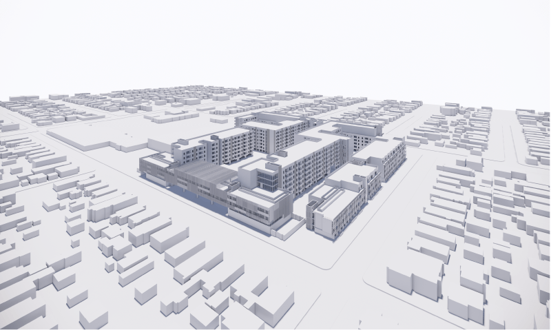 Billionaire developer Jeff Greene plans to tear down 206 units of rent-stabilized housing in the historic garden apartments of Dorset Village in Hyde Park to make way for a massive new project that seems to come up short on affordable apartments by at least 65 units. Rendering: HKS Architects