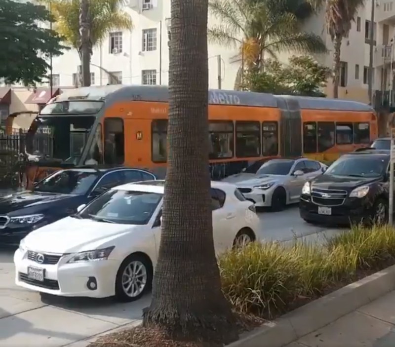 Flower Street bus-only lane - via Investing in Place Twitter