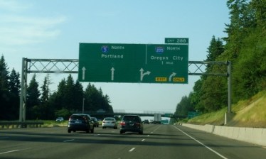 Interstate 5, leading toward Portland. Oregon plans to widen the highway through the Rose Quarter.