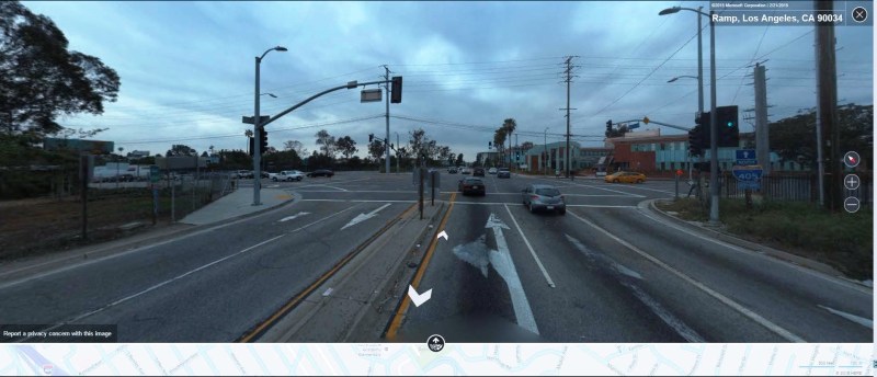 The 10 Freeway offramp at Overland Avenue - image via Bing maps
