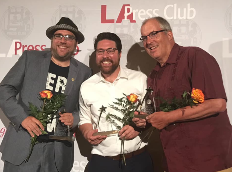 Newton, Addison and Linton celebrate at the 61st Annual L.A. Press Club Award Dinner. Photo: Carrie Lincourt