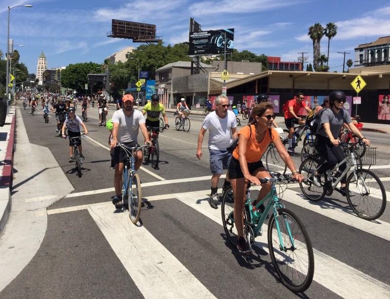 CicLAvia rolling down Highland Avenue in Hollywood. All photos by Joe Linton/Streetsblog L.A.