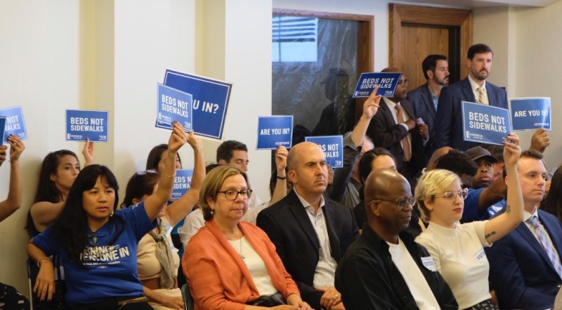 Everyone In advocates urging approval of HHH housing projects. Photo via Everyone In Twitter