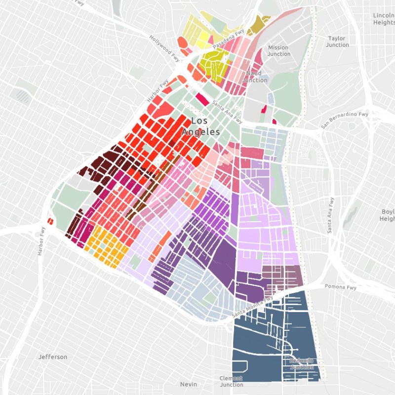Proposed zoning under DTLA 2040. Capture via DCP website interactive map