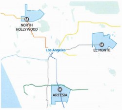 Map of Metro and Via's Mobility on Demand pilot service areas - via Metro report