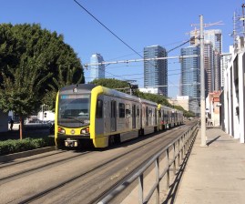 The Metro Expo Line through downtown L.A.  Photo by Joe Linton/Streetsblog L.A.