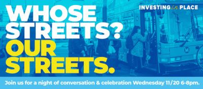 Investing in Place Friendraiser this Wednesday