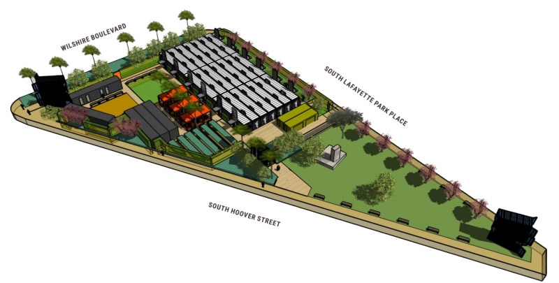 Lafayette Park Triangle bridge housing expected to open in early 2020 - image via L.A. City Council President Herb Wesson