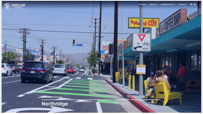 Reseda Boulevard bike lane - screenshot of L.A. City Councilmember John Lee's communities webpage