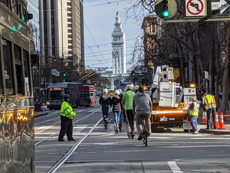 San Francisco's car-free Market Street. Photo by Roger Rudick/Streetsblog SF