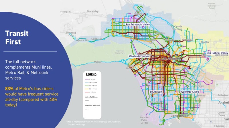 Metro is redesigning its bus system for more frequent service. Image via Metro presentation