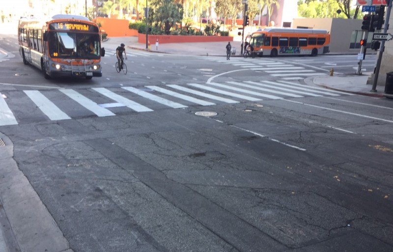 5th Street will soon be repaved with new bus-only lanes. Photo: Joe Linton/Streetsblog L.A.