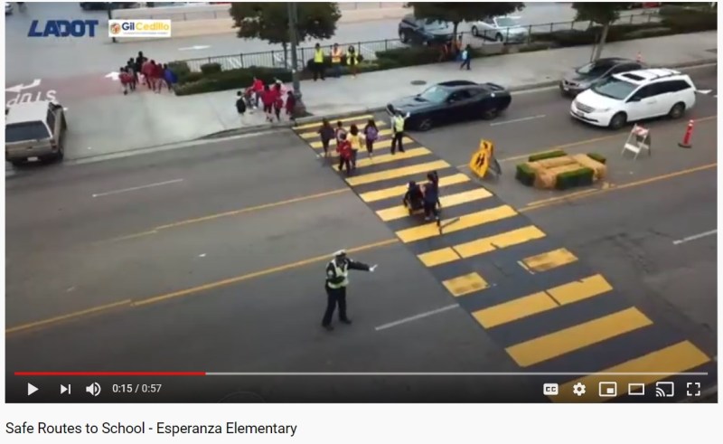 Still from LADOT Esperanza Elementary School safe routes improvements video