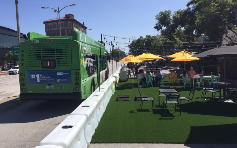 Downtown Culver City is expanding outdoor dining and adding bus lanes. All photos by Joe Linton/Streetsblog L.A.