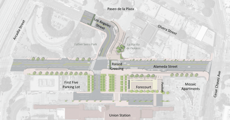 2020 plans for Union Station scale back key pedestrianization features - image via Metro EIR addendum 2