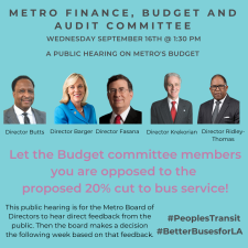 Metro service cut alert - via ACT-LA and Investing in Place