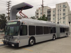 Metro New Flyer Electric bus charging in North Hollywood. All photos by Joe Linton/Streetsblog L.A.