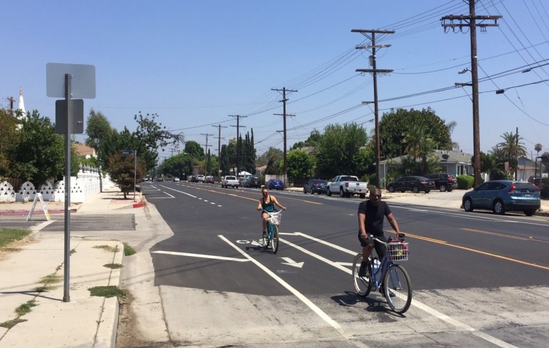 New road diet bike lanes on Oxnard Street in North Hollywood. All photos by Joe Linton/Streetsblog L.A. - except where indicated otherwise