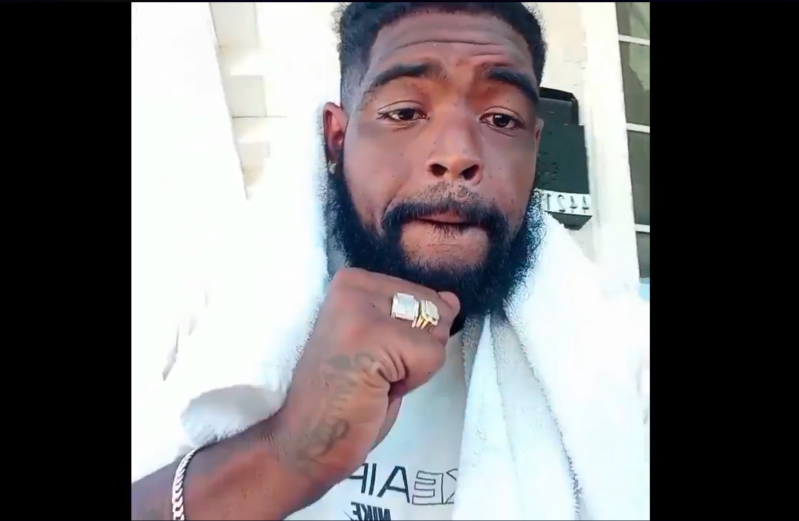 Screengrab from the Sheriff's press conference on the killing of 29-year-old Dijon Kizzee. Two videos obtained from Kizzee's phone were shown to prove the gun found at the scene was his. The audio was removed from the videos, LASD said, because the song Kizzee was listening to contained vulgarities. But the intention seemed to be to present him as menacing, rather than being true to what he actually doing, which was showing off a bit while enjoying some music.