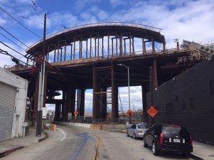 Falsework arches now visible on the Sixth Street Bridge - photos by Joe Linton/Streetsblog L.A.