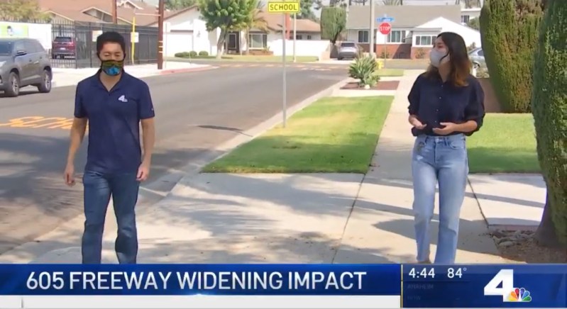 Screengrab from KNBC 605 Freeway widening story