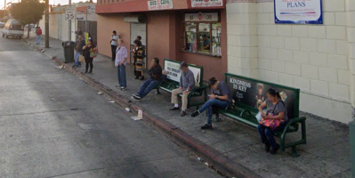 Recent crowded bus stop on Santa Monica Boulevard at Vermont. Via Twitter