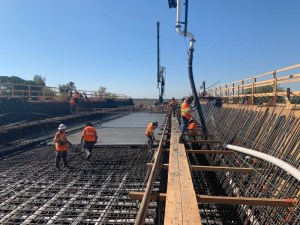 A concrete pour for CAHSRA's Poso Creek viaduct this summer. Photo: CAHSRA