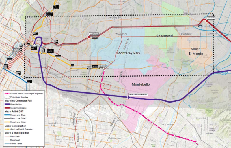 The San Gabriel Valley Transit Feasibility is expected to offer a number of mass transit proposals between downtown Los Angeles, South El Monte and further East. Image: San Gabriel Valley Council of Governments