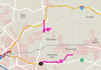 The Metro board of Directors approved 16 projects for the Metro Active Transport, Transit and First/Last Miles (MAT) program. Two of these included a project in South Pasadena and Monterey Park. Image: Metro