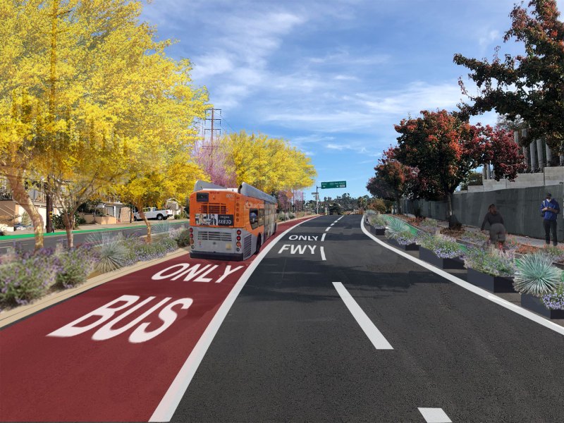 Rendering of northern end of Beautiful Boulevard Eagle Rock BRT proposal