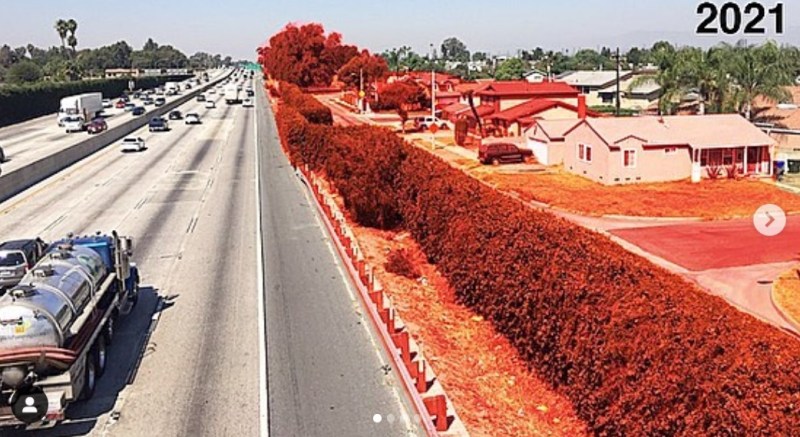 Visualization of Downey homes threatened by Metro and Caltrans 5 Freeway widening - via segregation_by_design Instagram