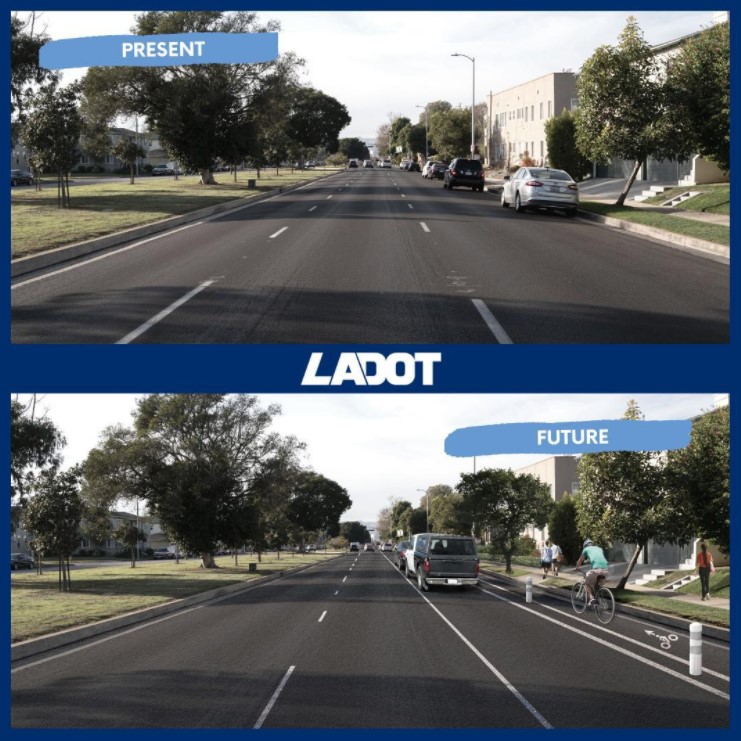 L:ADOT rendering of proposed protected bike lane on San Vicente Blvd