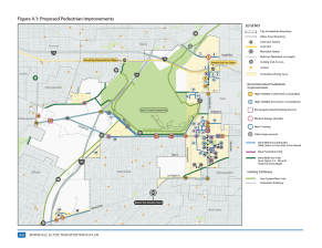 The City of Irwindale's draft active transportation plan proposes to create 71 pedestrian projects and 39 bicycle projects, a majority of the projects currently proposed on the city's main roads, including Arrow Highway, Irwindale Avenue, Azusa Canyon Road, Los Angeles Street, Live Oak Avenue and Ramona Boulevard.  Image: Irwindale Active Transportation Plan