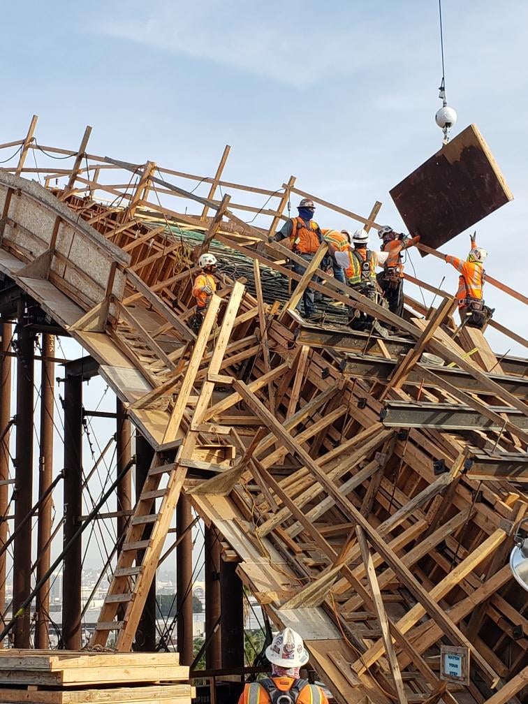 BOE photo of Sixth Street Viaduct concrete pour last weekend