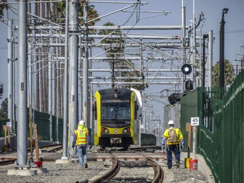 Crenshaw/LAX rail line testing - photo via Metro's The Source