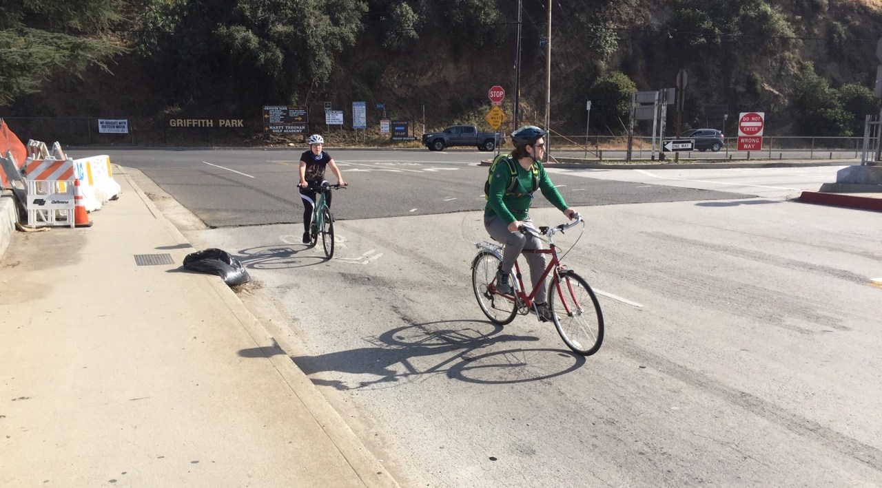 Sharrows on the second bridge - the Riverside Drive Bridge over the 134 Freeway