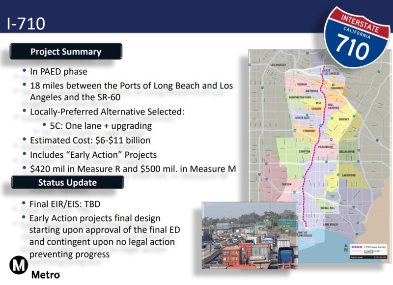 The Metro board suspended the agency's lower 710 Freeway widening project. Image via Metro presentation