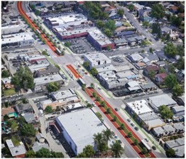 Metro's Colorado Blvd Refined F1 alternative (configuration largely drawn from the Beautiful Boulevard proposal) would have center-running BRT. Image via Metro presentation