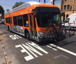 New bus lane markings on Alvarado Street. All photos by Joe Linton/Streetsblog L.A.