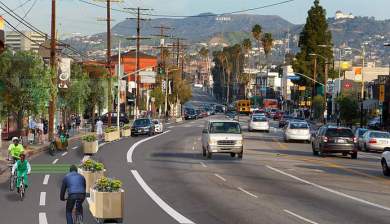 Rendering of two-way protected bikeway along Sunset Blvd - via Sunset4All