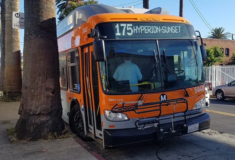 Metro’s Line 175 bus at its St. Andrews/Santa Monica layover point. Photo by Elson Trinidad