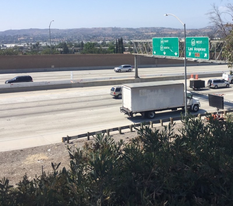 The 57/60 Freeway widening is slated to receive $18 million in federal earmark funding. Photos by Joe Linton/Streetsblog L.A.