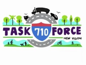 How Metro's meeting sketch artist portrayed 710 Freeway widening - all green and blue (and only two lanes depicted out of 16 proposed)