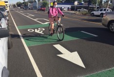 The Adams Boulevard Safety Project includes new bike lanes. Photos by Joe Linton/Streetsblog L.A.