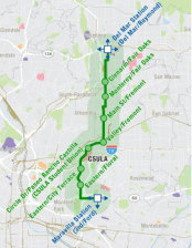 One of 15 alternatives proposed for mass transit investments in the SGV. Image: San Gabriel Valley Council of Governments
